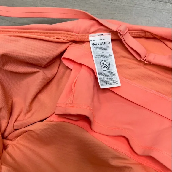 Athleta Elevation V- Neck Crop Top Sports Bra D/DD, Coral Glow, size 3x NWT - Picture 6 of 6
